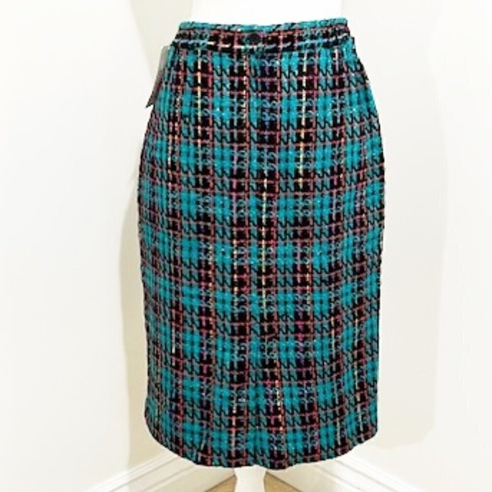 Vintage Doncaster Silks 100% Silk Plaid Midi A-Line Skirt - Picture 3 of 6